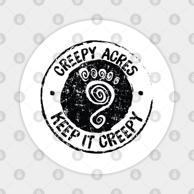 Creepy Acres foot logo (distressed in black) Magnet by CreepyAcres